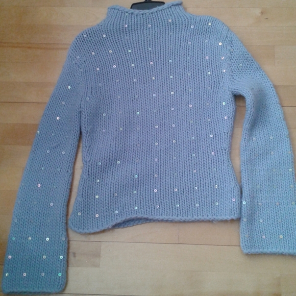 100% Wool Sweater Blue with sequins Small Holt Renfrew Sz XS - Picture 3 of 3